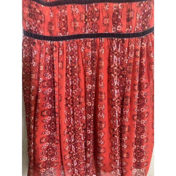 Abercrombie & Fitch Medium Dress Orange Floral Empire Waist Gray Velvet #5870 - Picture 10 of 16